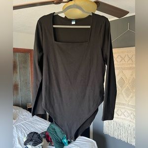 Ribbed Black Bodysuit